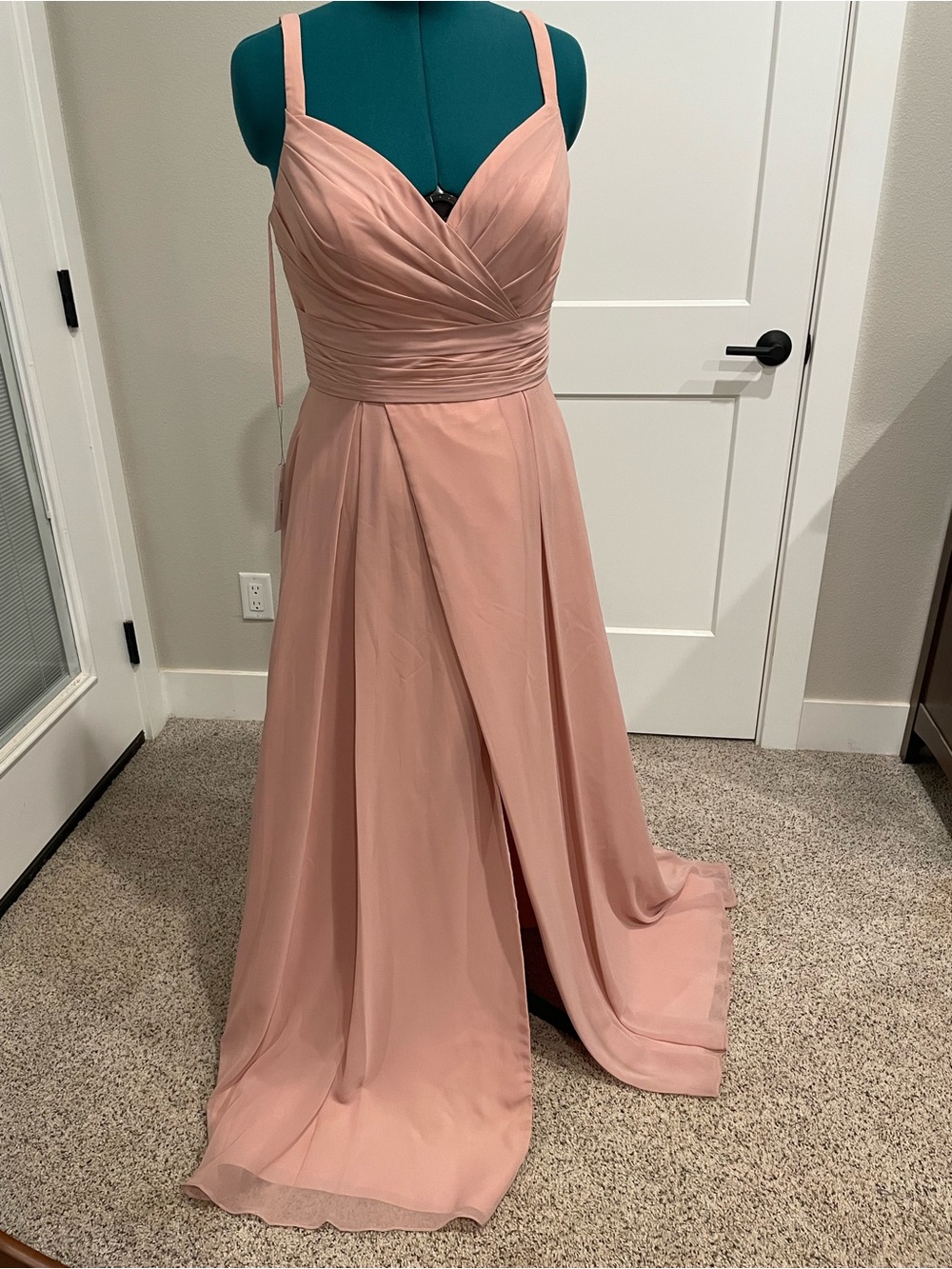 Allure Bridals Dusty Rose Ruched V-Neck Prom Gown
